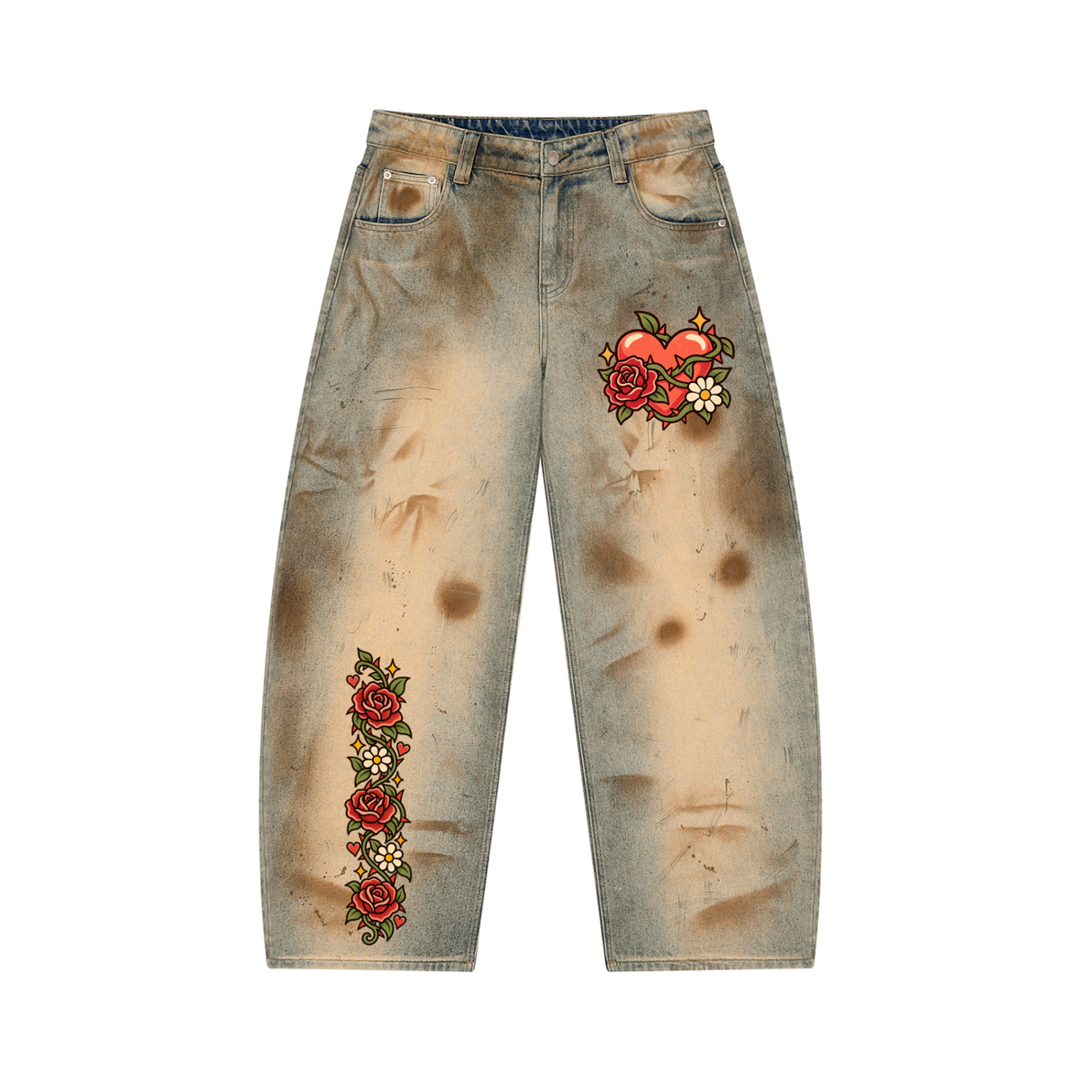 Soft Heart, Sharp Edges Vintage Wash Barrel-Leg Jeans