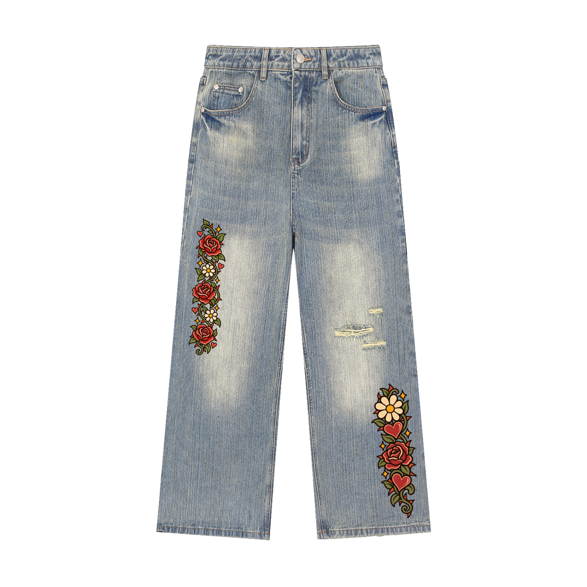 Soft Heart, Sharp Edges Vintage Wash Distressed Jeans