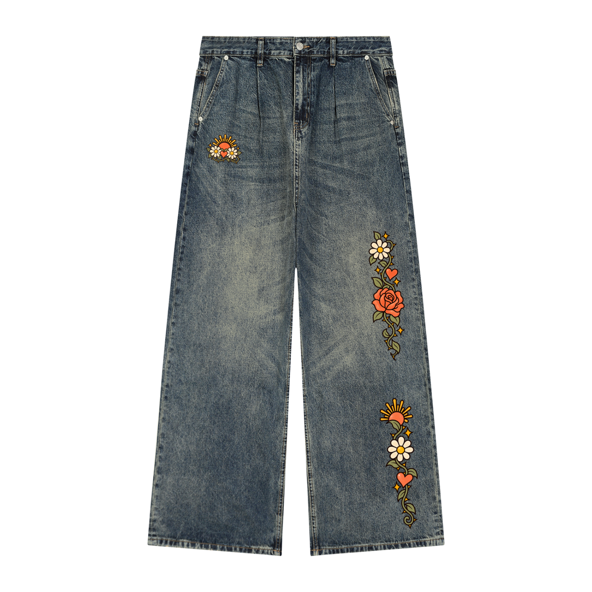 Healing But Still Petty Men's Vintage Wash Denim Jeans