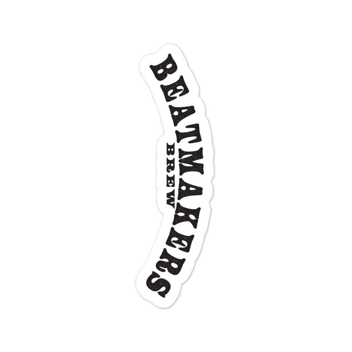 Beatmakers Brew Logo Vinyl Decal by Sketchy Nature, 3 × 4-inch size, black Beatmakers Brew lettering