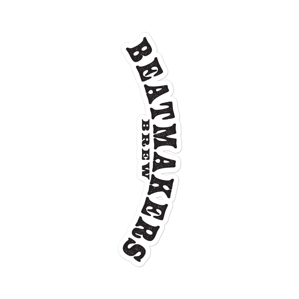 Beatmakers Brew Logo Vinyl Decal by Sketchy Nature, 6 × 8-inch size, black Beatmakers Brew lettering