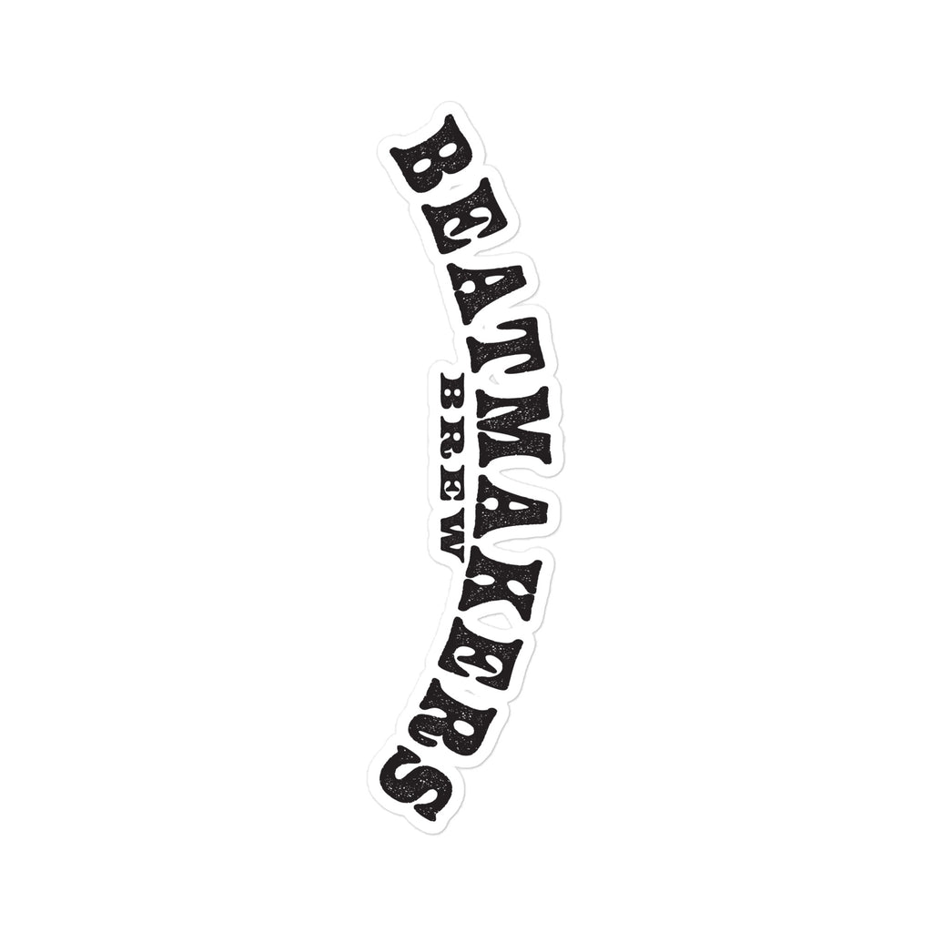 Beatmakers Brew Logo Vinyl Decal by Sketchy Nature, 8 × 10-inch size, black Beatmakers Brew lettering