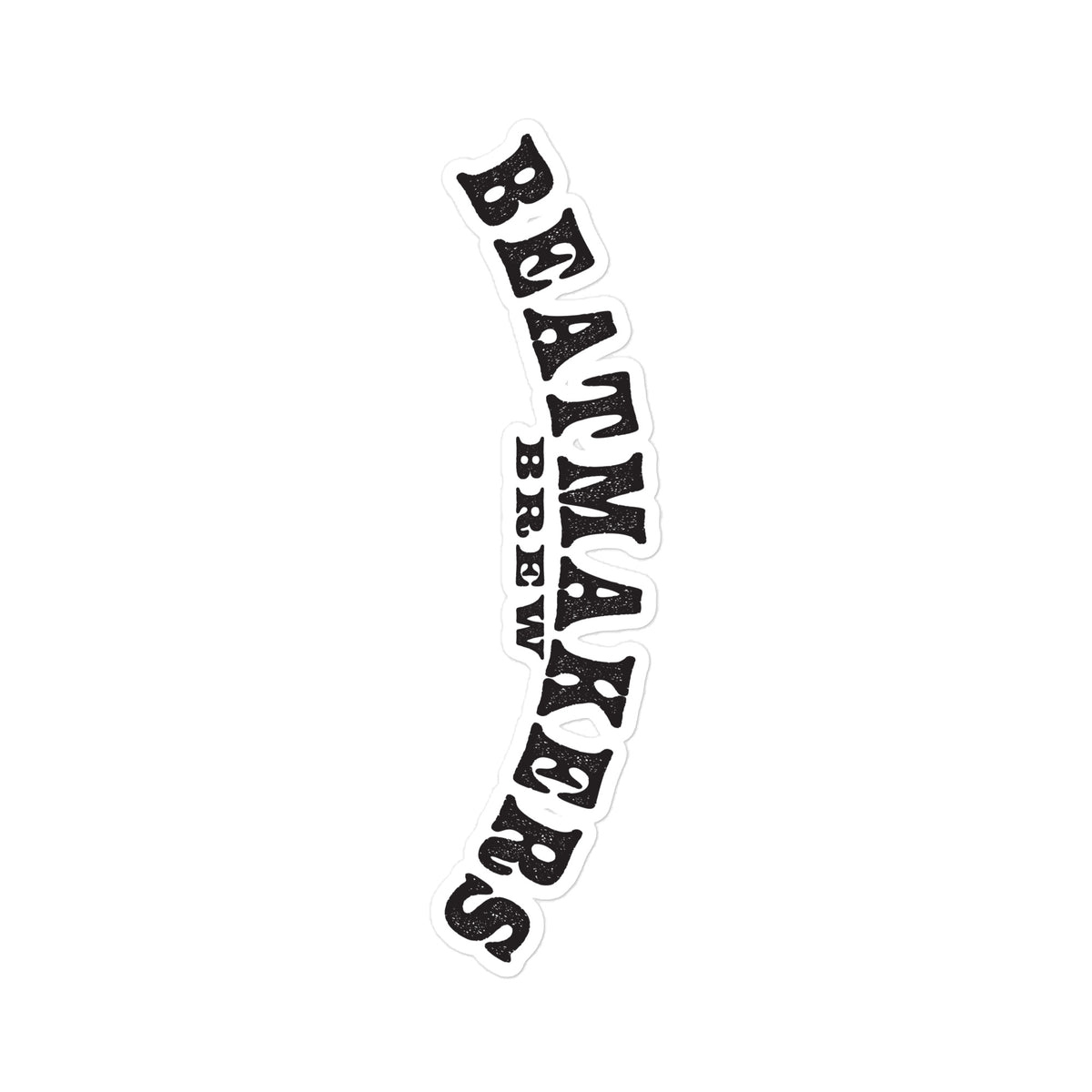 Beatmakers Brew Logo Vinyl Decal by Sketchy Nature, 8 × 10-inch size, black Beatmakers Brew lettering